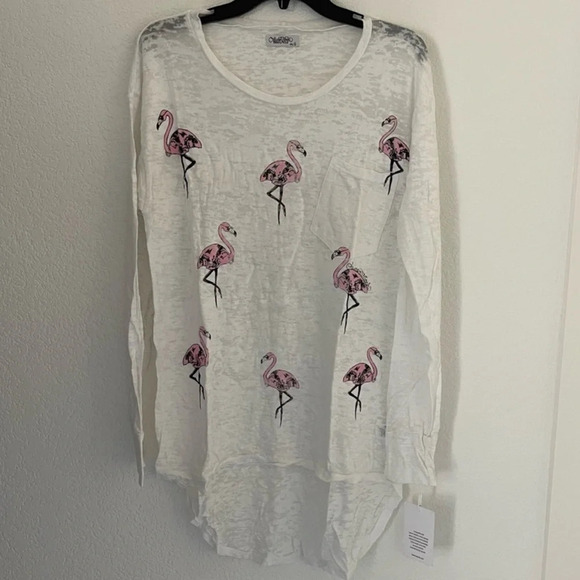 Lauren Moshi Tops - Lauren Moshi La Bayle Burnout Flamingo Tee sold at Revolve